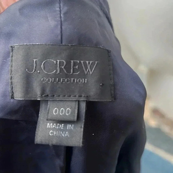 J Crew Collection Grosgrain-trimmed Navy double-breasted velvet blazer size 000 - Picture 6 of 11